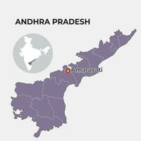 Andhra pradesh localizador mapa mostrando distrito e Está capital vetor