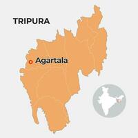 tripura localizador mapa mostrando distrito e Está capital vetor