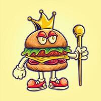 funky coroa delicioso hamburguer vetor ilustrações para seu trabalhos logotipo, mercadoria camiseta, adesivos e rótulo desenhos, poster, cumprimento cartões publicidade o negócio companhia ou marcas.