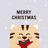 personagem de tigre pequeno bonito em estilo simples. símbolo do zodíaco do ano novo chinês 2022. Feliz Natal. para banner, cartão postal, modelo de decoração de brochura. ilustração vetorial. vetor