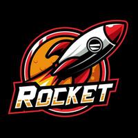 design de logotipo de mascote de espaço de foguete vetor