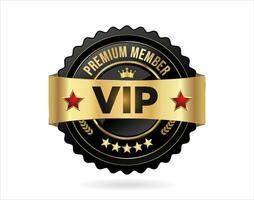 distintivo dourado de associação premium vip em fundo branco vetor