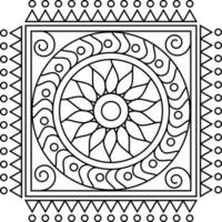 Rangoli tradicional e cultural indiano, alpona, kolam ou arte vetorial de paisley. arte de bengala na índia. para impressão têxtil, logotipo, papel de parede vetor