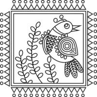Rangoli tradicional e cultural indiano, alpona, kolam ou arte vetorial de paisley. arte de bengala na índia. para impressão têxtil, logotipo, papel de parede vetor