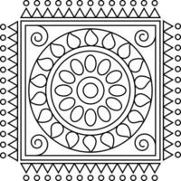 Rangoli tradicional e cultural indiano, alpona, kolam ou arte vetorial de paisley. arte de bengala na índia. para impressão têxtil, logotipo, papel de parede vetor