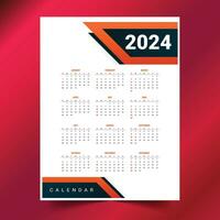 moderno 2024 Novo ano Inglês calendário modelo com datas e eventos vetor