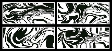 conjunto do ondulado trippy padrões dentro Preto em uma branco fundo. vetor abstrato fundo. estético textura com fluindo ondas dentro a estilo do a 1970.