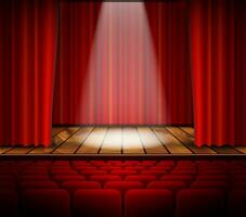 uma teatro etapa com uma vermelho cortina vetor