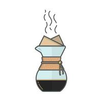 derramar sobre café gotejador, gotejamento café criador com filtro, utensílio ferramenta para fermentação café para barista ou café fazer compras. vetor ilustração isolado em branco fundo.