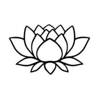 simples lótus flor linha desenhando esboço isolado dentro branco fundo. lótus Flor símbolo ícones. vetor ilustração conceito do abstrato lótus flor