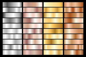 coleção do prata, cromada, ouro, rosa ouro e bronze metálico gradiente. vetor ilustração