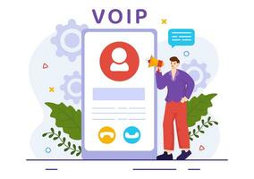 voip ou voz sobre Internet protocolo vetor ilustração com telefonia esquema tecnologia e rede telefone ligar Programas dentro plano fundo
