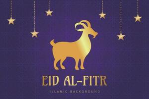 eid al fitr fundo com dourado bode e estrelas vetor