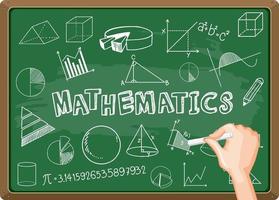 mão escrevendo fórmula matemática no quadro-negro vetor