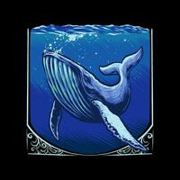 grande azul baleia em mar ilustração vetor