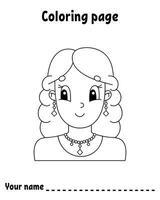 página do livro de colorir para crianças. personagem de estilo de desenho animado. isolado no fundo branco. ilustração vetorial. vetor
