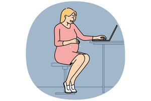 mulher grávida trabalhando no laptop vetor