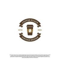 vintage café logotipo Projeto. retro café fazer compras logotipo. vetor