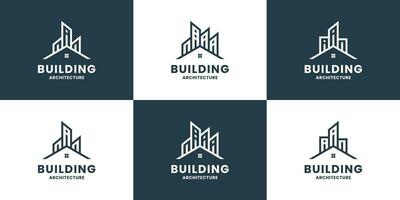 conjunto do construção logotipo Projeto para real Estado companhia vetor