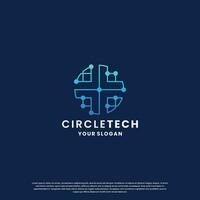 mundo tecnologia logotipo Projeto. abstrato logotipo para tecnologia. círculo e o circuito conexão conceito vetor