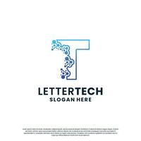 criativo carta t tecnologia, Ciência, laboratório, dados Informática logotipo Projeto para seu o negócio identidade vetor