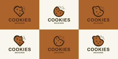 biscoitos Comida logotipo Projeto coleção para restaurante, bolacha loja vetor