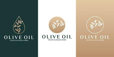 beleza Oliva óleo ramo logotipo Projeto modelo com dourado cor para seu o negócio Cosmético, salão, spa, ervas vetor