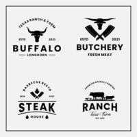 coleção do vintage logotipo Projeto para rancho, fazenda, e bife vetor