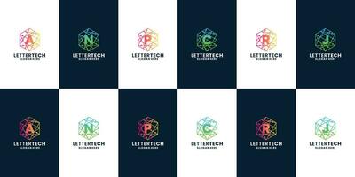 moderno carta a, n, p, c, j, r logotipo tecnologia estilo coleção vetor