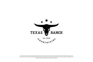 vintage touro, vaca, longhorn logotipo Projeto. rancho e Fazenda logotipo modelo. vetor