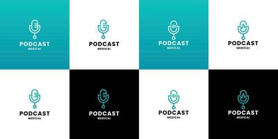 conjunto do médico podcast logotipo Projeto modelos. médico consulta logotipo vetor