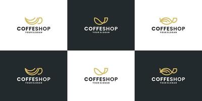 criativo café fazer compras com criativo café copo logotipo Projeto coleções vetor
