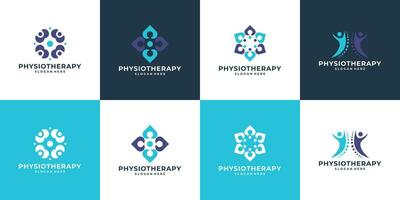 conjunto do humano saúde Cuidado logotipo, fisioterapia logotipo Projeto coleção. vetor
