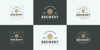 conjunto do cervejaria, barril logotipo Projeto vintage estilo vetor