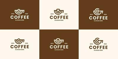 café copo com amor logotipo Projeto retro estilo vetor