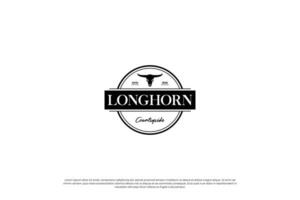 longhorn búfalo, touro, vaca logotipo Projeto. rancho crachá modelo. vetor