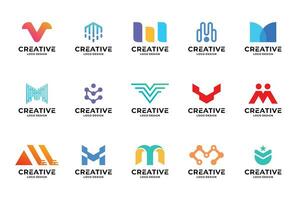 conjunto do inicial carta m logotipo Projeto inspiração. criativo carta m logótipo coleções. vetor