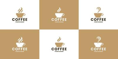 conjunto do moderno café fazer compras logotipo modelo. café cafeteria fazer compras símbolo o negócio rótulo vetor
