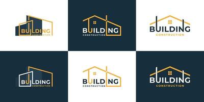 conjunto do construção casa renovação logotipo Projeto com palavra marca e tipografia arte vetor. vetor