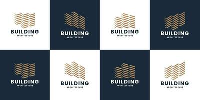 conjunto do moderno logotipo construção arquitetura vetor