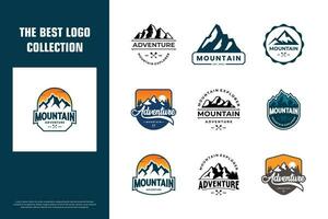 coleção do montanha viagem emblemas. aventura Distintivos logotipo Projeto modelo. vetor