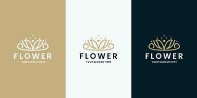 beleza salão e spa logotipo Projeto flor monograma linha arte vetor