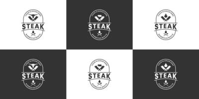 conjunto do retro bife casa logotipo Projeto crachá para restaurante e produtos etiquetas vetor