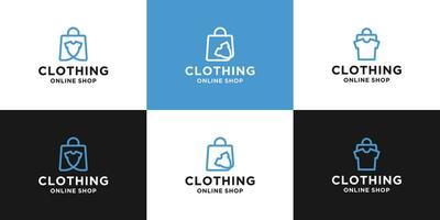 conjunto do minimalista roupas fazer compras logotipo Projeto para conectados fazer compras e loja vetor