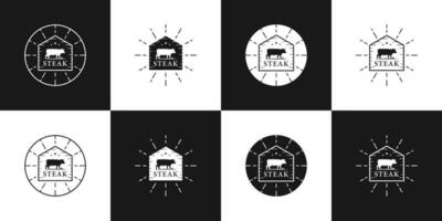 agrupar bife casa logotipo Projeto crachá vintage retro estilo vetor