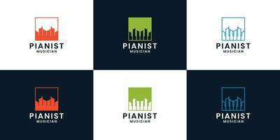 conjunto do piano, pianista logotipo Projeto vetor