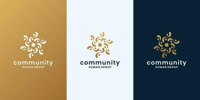 dourado humano grupo, comunidade logotipo Projeto vetor