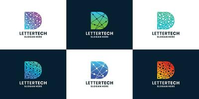 moderno carta d tecnologia logotipo conceito vetor coleção