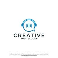 moderno música bate-papo logotipo Projeto criativo. bolha bate-papo com pulso música combinação vetor