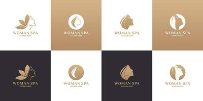 luxo mulher spa com dourado cor logotipo Projeto coleções vetor